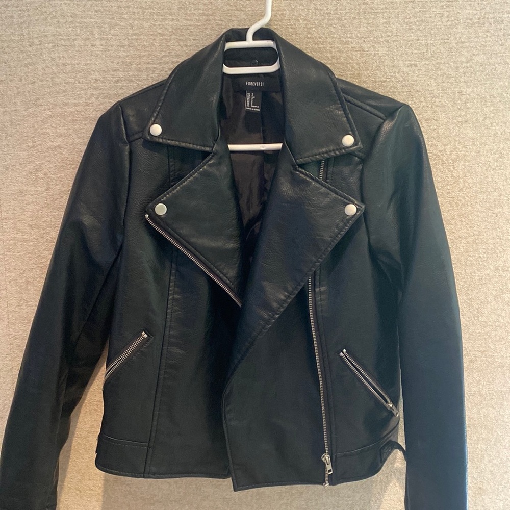 Faux black leather jacket